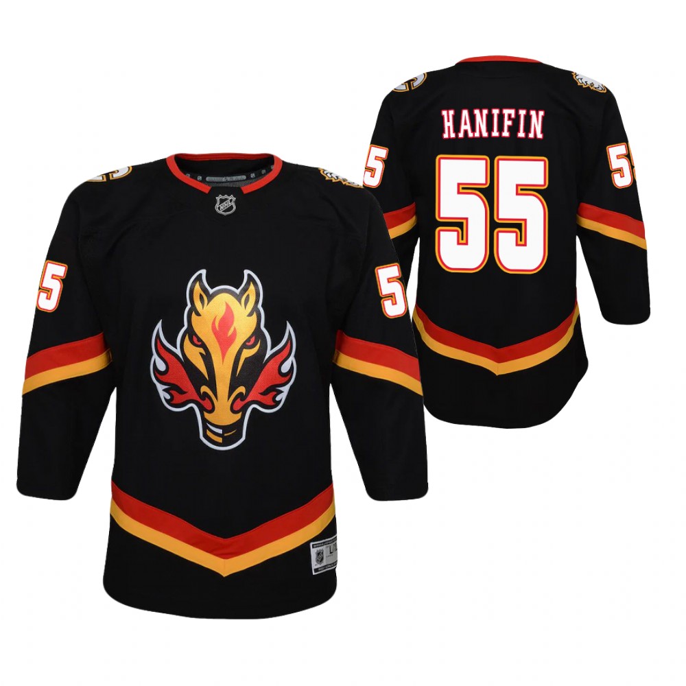 Noah Hanifin Calgary Flames 2021 Reverse Retro Black Youth Jersey Replica