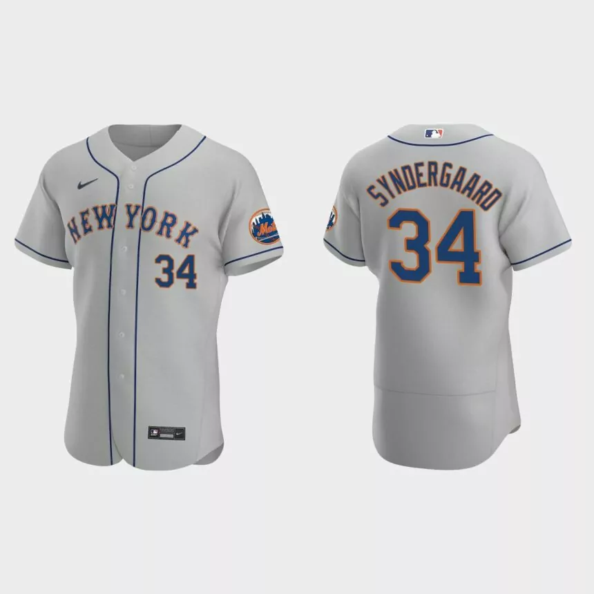 Noah Syndergaard #34 New York Mets 2020 Road Authentic Jersey – Gray