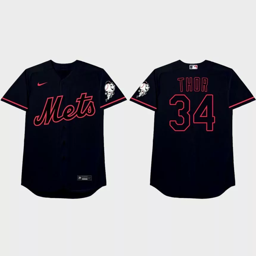 Noah Syndergaard Nickname Mets 2021 Players’ Weekend Thor Jersey – Black
