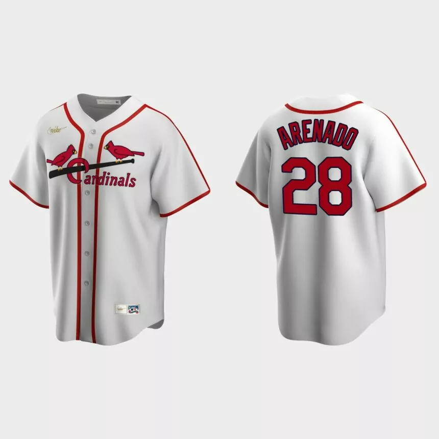Nolan Arenado #28 St. Louis Cardinals Cooperstown Collection Home Jersey – White