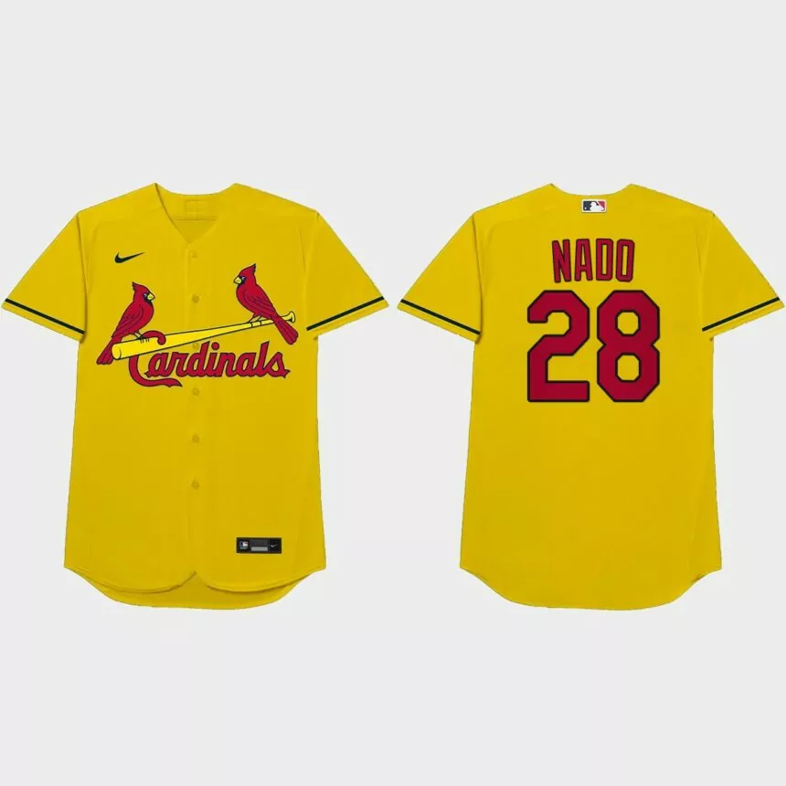 Nolan Arenado Nickname Cardinals 2021 Players’ Weekend Nado Jersey – Gold
