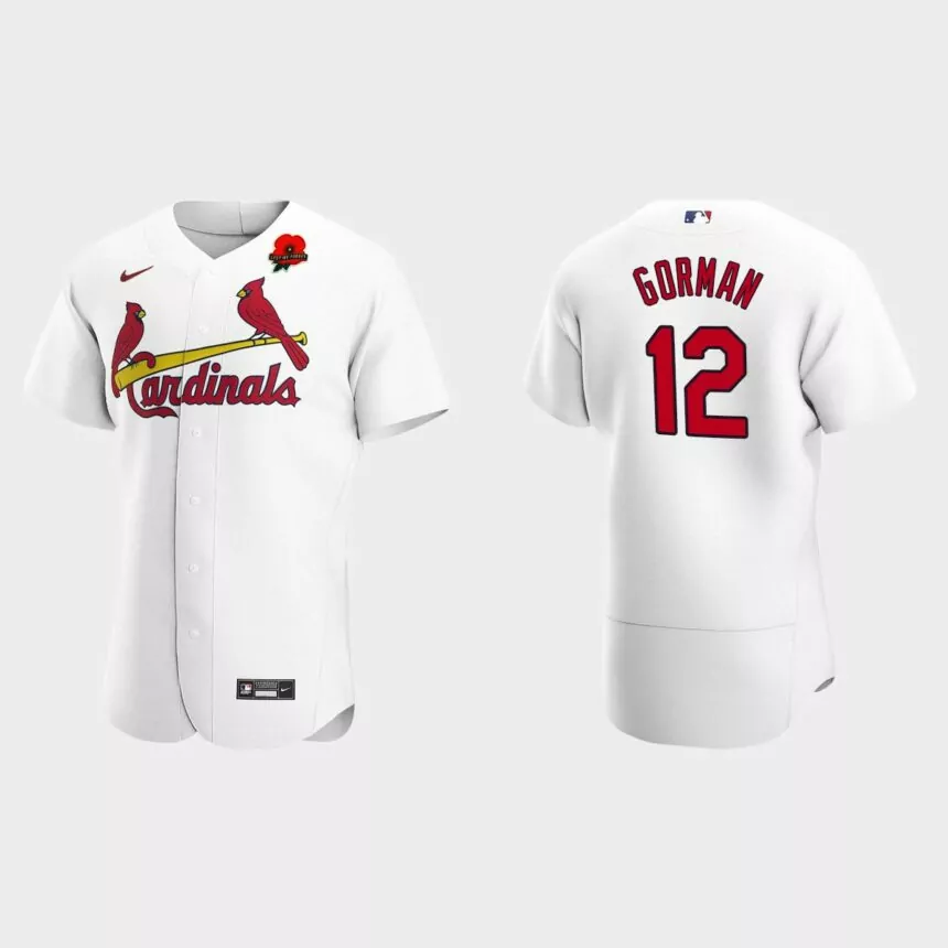 Nolan Gorman St. Louis Cardinals 2022 Memorial Day Poppy Patch Authentic Jersey – White