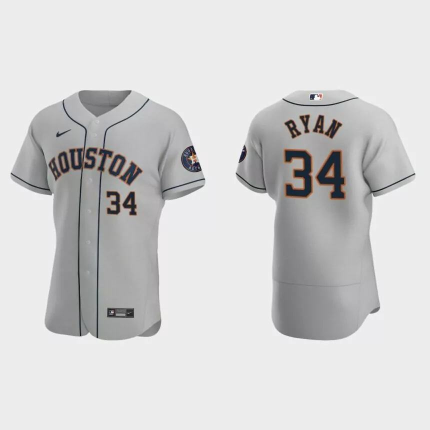 Nolan Ryan #34 Houston Astros Gray Authentic 2020 Road Jersey