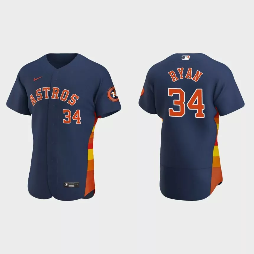 Nolan Ryan #34 Houston Astros Navy Authentic 2020 Alternate Jersey