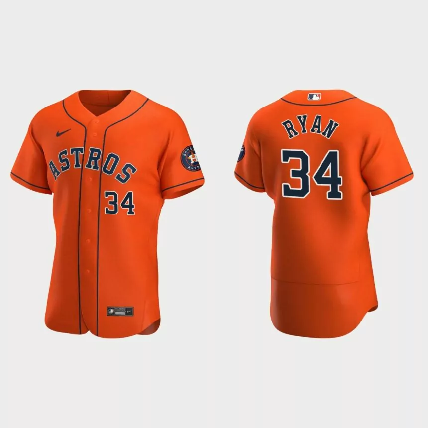 Nolan Ryan #34 Houston Astros Orange Authentic 2020 Alternate Jersey