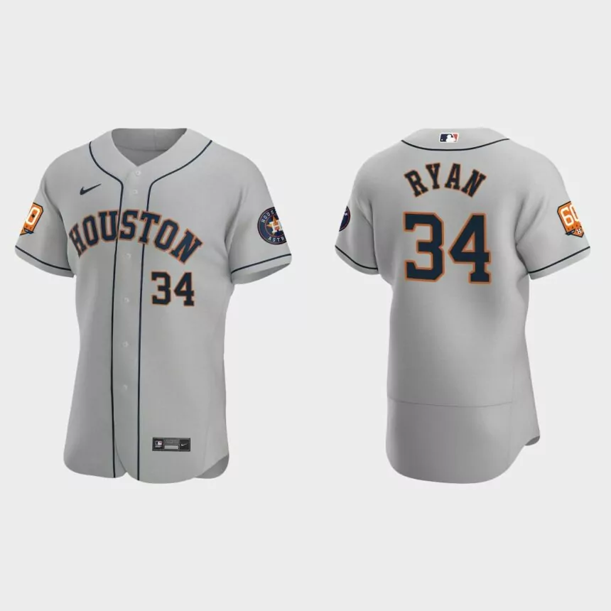Nolan Ryan Houston Astros 60th Anniversary Authentic Jersey – Gray