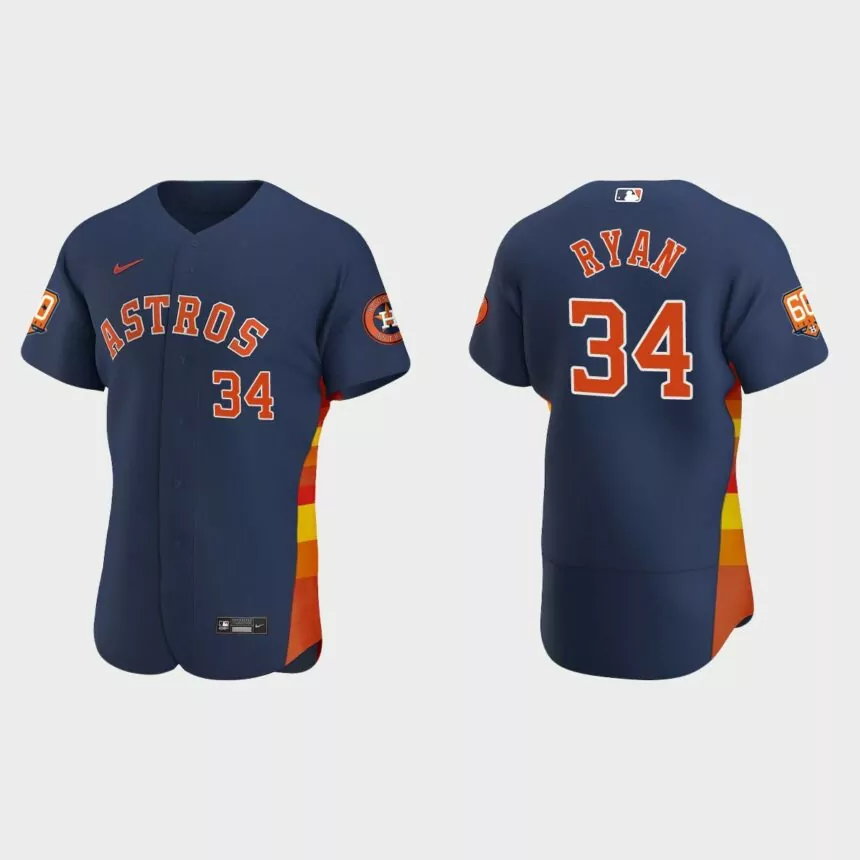 Nolan Ryan Houston Astros 60th Anniversary Authentic Jersey – Navy
