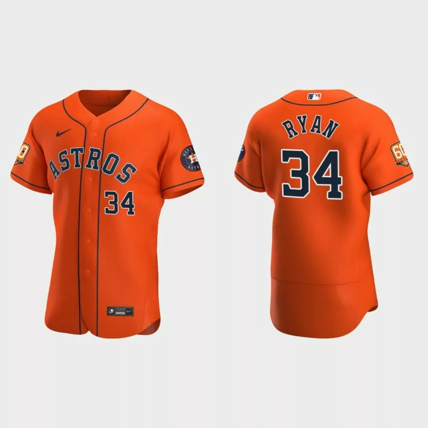 Nolan Ryan Houston Astros 60th Anniversary Authentic Jersey – Orange