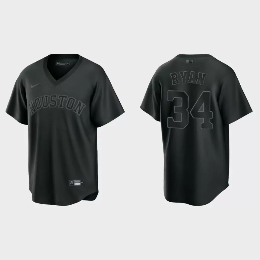 Nolan Ryan Houston Astros Pitch Black Fashion Replica Jersey – Black