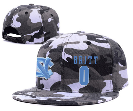 North Carolina Tar Heels 0 Nate Britt Gray Camo College Basketball Adjustable Hat