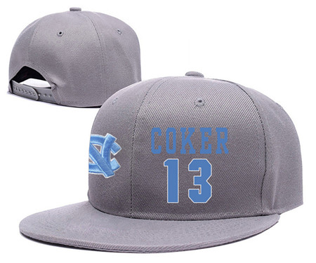 North Carolina Tar Heels 13 Kanler Coker Gray College Basketball Adjustable Hat