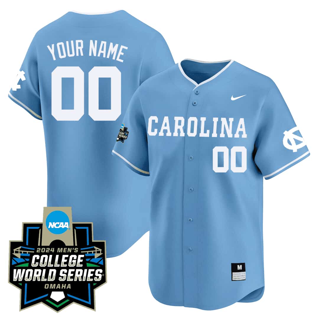 North Carolina Tar Heels 2024 College World Series Patch Vapor Premier Limited Custom Jersey - All Stitched Carolina Blue