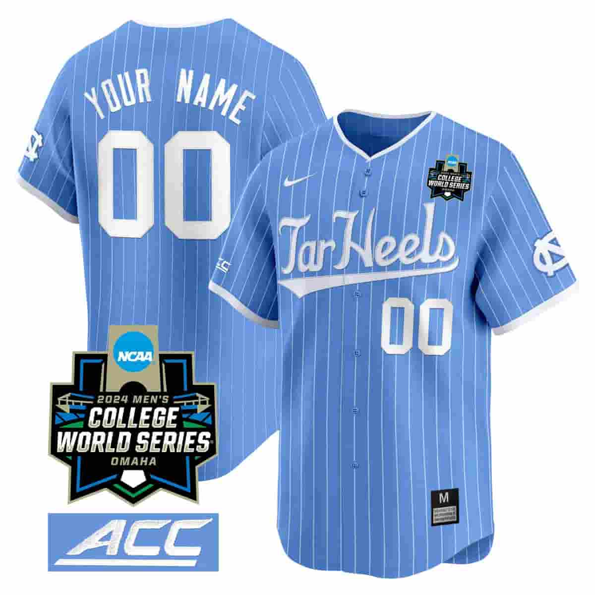 North Carolina Tar Heels 2024 College World Series Vapor Premier Limited Custom Jersey - All Stitched Blue Pinstripe
