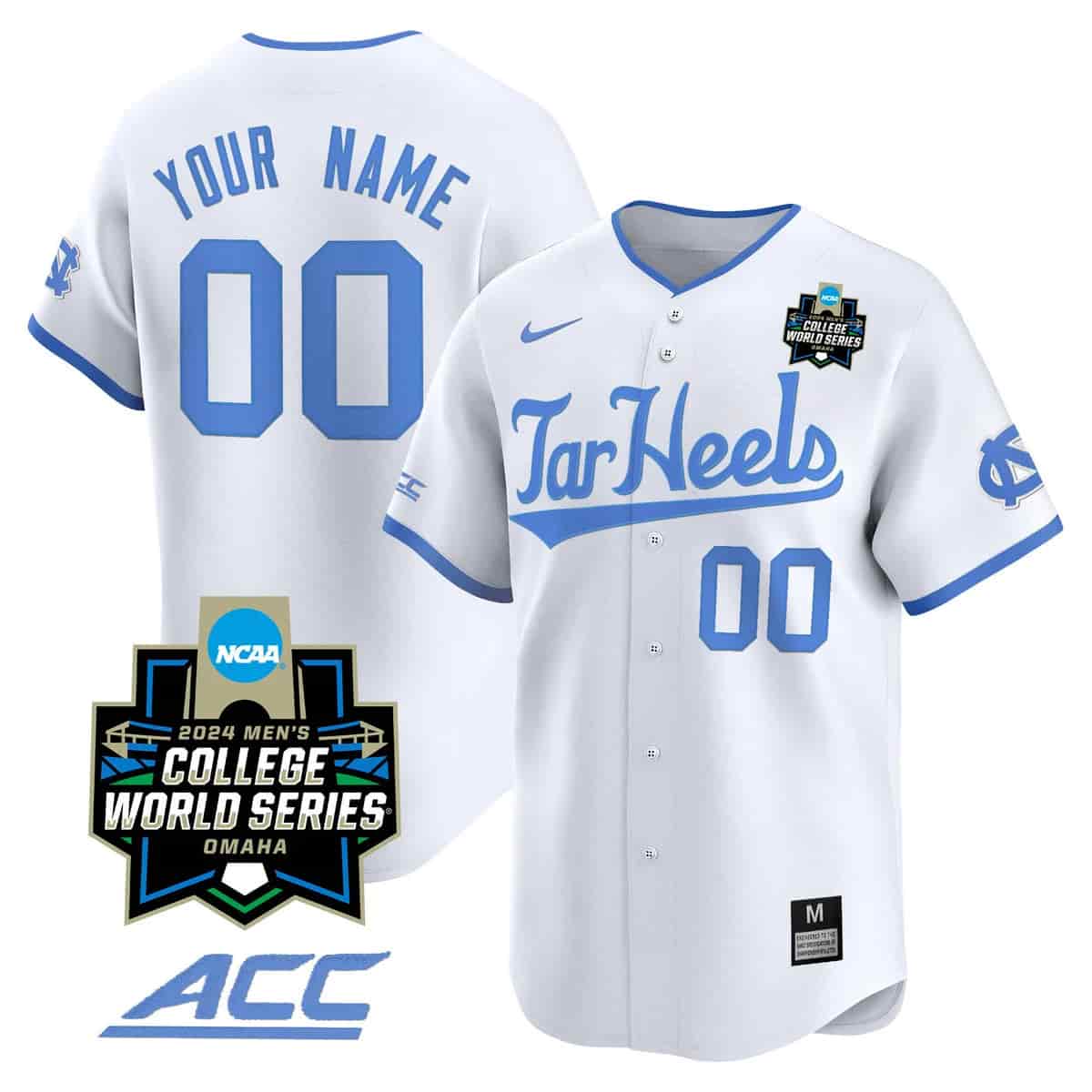 North Carolina Tar Heels 2024 College World Series Vapor Premier Limited Custom Jersey - All Stitched White
