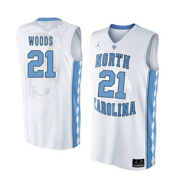 North Carolina Tar Heels 21 Seventh Woods White College Basketball Jersey