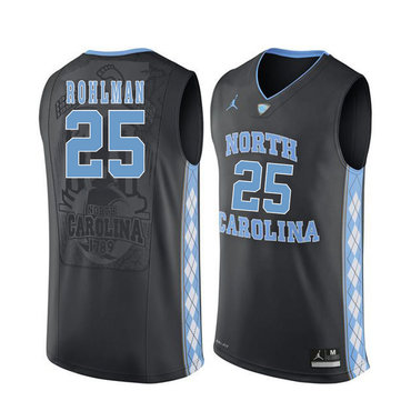 North Carolina Tar Heels 25 Aaron Rohlman Black College Basketball Jersey
