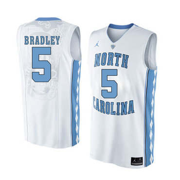 North Carolina Tar Heels 5 Tony Bradley White College Basketball Jersey