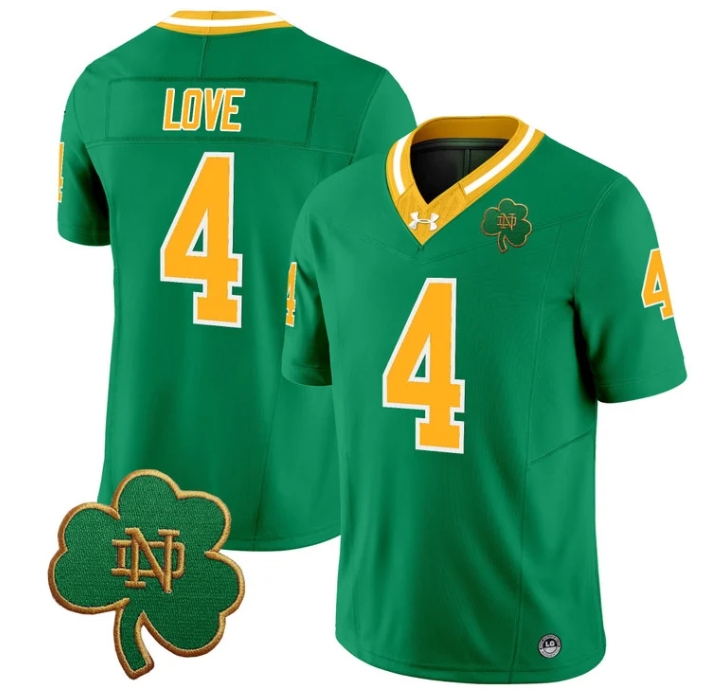 Notre Dame Fighting Irish 2024 Vapor Limited Football  Jersey V3 - All Stitched #4 JEREMIYAH LOVE