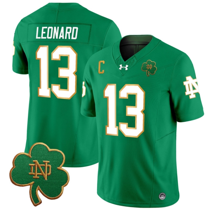 Notre Dame Fighting Irish 2024 Vapor Limited Football  Jersey V3 - All Stitched  GREEN #13 RILEY LEONARD