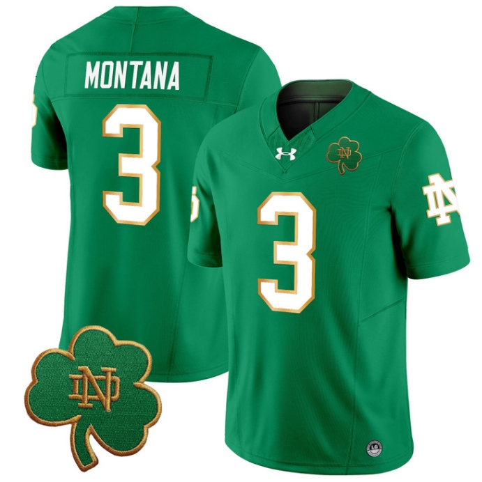 Notre Dame Fighting Irish 2024 Vapor Limited Football  Jersey V3 - All Stitched  GREEN #3 JOE MONTANA