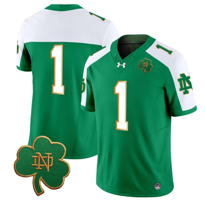 Notre Dame Fighting Irish 2024 Vapor Limited Football  Jersey V3 - All Stitched  GREEN ALTERNATE #1 no name