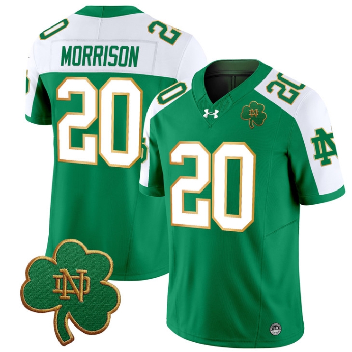 Notre Dame Fighting Irish 2024 Vapor Limited Football  Jersey V3 - All Stitched  GREEN ALTERNATE #20 BENJAMIN MORRISON