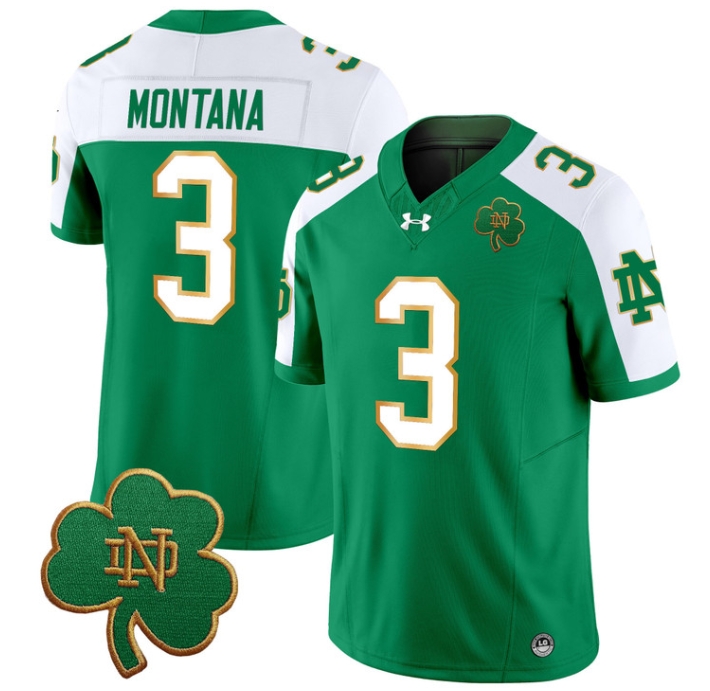 Notre Dame Fighting Irish 2024 Vapor Limited Football  Jersey V3 - All Stitched  GREEN ALTERNATE #3 JOE MONTANA