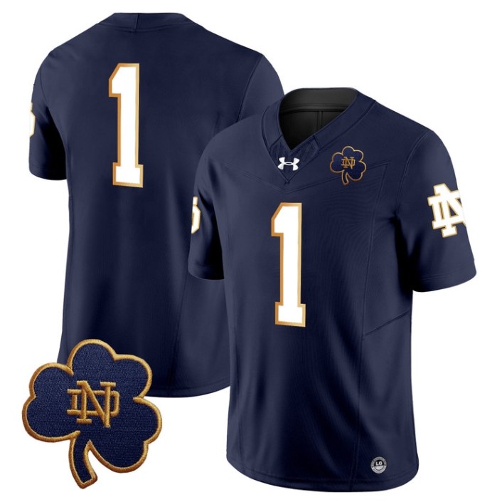 Notre Dame Fighting Irish 2024 Vapor Limited Football  Jersey V3 - All Stitched  NAVY #1 no name