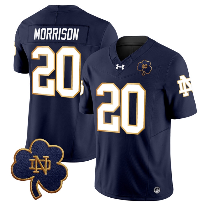 Notre Dame Fighting Irish 2024 Vapor Limited Football  Jersey V3 - All Stitched  NAVY #20 BENJAMIN MORRISON