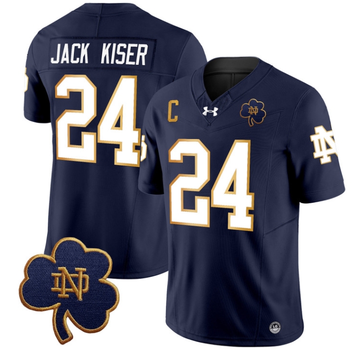 Notre Dame Fighting Irish 2024 Vapor Limited Football  Jersey V3 - All Stitched  NAVY #24 JACK KISER