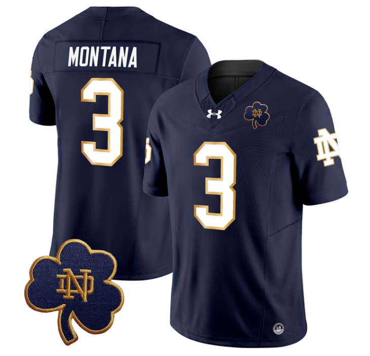 Notre Dame Fighting Irish 2024 Vapor Limited Football  Jersey V3 - All Stitched  NAVY #3 JOE MONTANA