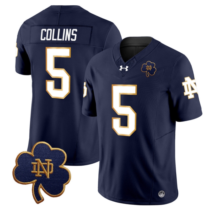 Notre Dame Fighting Irish 2024 Vapor Limited Football  Jersey V3 - All Stitched  NAVY #5 BEAUX COLLINS