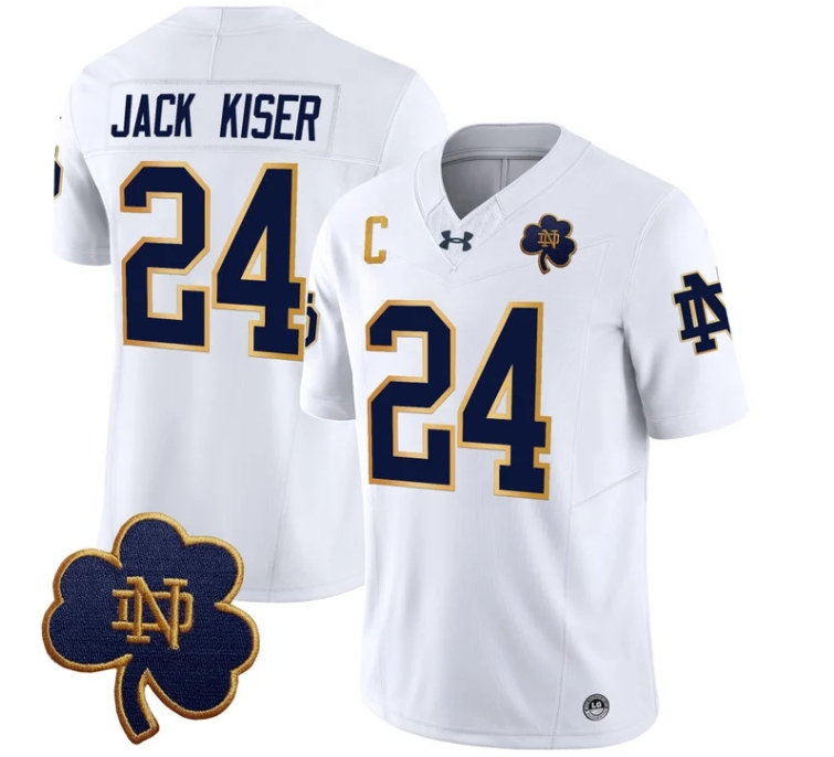 Notre Dame Fighting Irish 2024 Vapor Limited Football  Jersey V3 - All Stitched  WHITE #24 JACK KISER