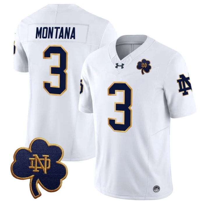 Notre Dame Fighting Irish 2024 Vapor Limited Football  Jersey V3 - All Stitched  WHITE #3 JOE MONTANA