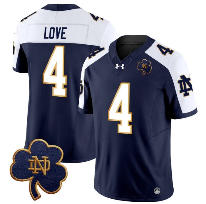 Notre Dame Fighting Irish 2024 Vapor Limited Football  Jersey V3 - All Stitched ALTERNATE #4 JEREMIYAH LOVE