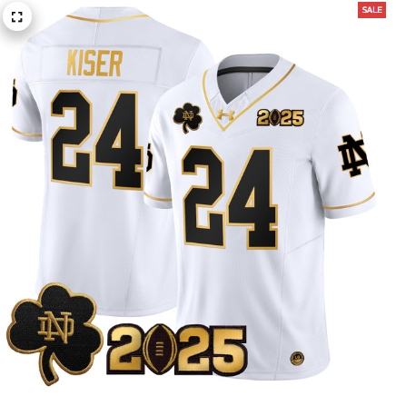 Notre Dame Fighting Irish 2025 CFP Final Patch Gold Vapor Limited Custom Jersey - All Stitched  White Gold Jack Kiser