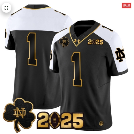 Notre Dame Fighting Irish 2025 CFP Final Patch Gold Vapor Limited Custom Jersey - All Stitched Alternate  #1 Team