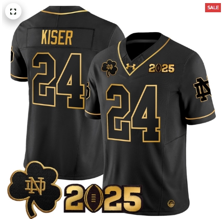 Notre Dame Fighting Irish 2025 CFP Final Patch Gold Vapor Limited Custom Jersey - All Stitched Alternate # Jack Kiser
