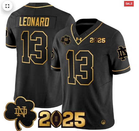 Notre Dame Fighting Irish 2025 CFP Final Patch Gold Vapor Limited Custom Jersey - All Stitched Alternate #Riley Leonard