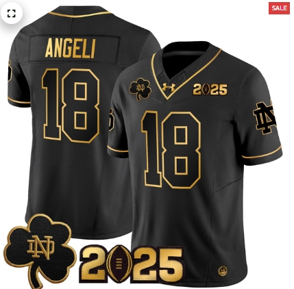 Notre Dame Fighting Irish 2025 CFP Final Patch Gold Vapor Limited Custom Jersey - All Stitched Alternate #Steve Angeli