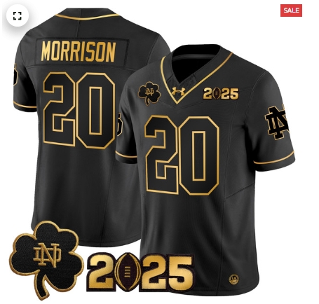 Notre Dame Fighting Irish 2025 CFP Final Patch Gold Vapor Limited Custom Jersey - All Stitched Alternate 1