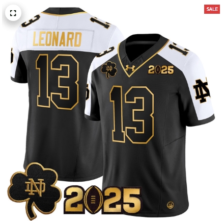 Notre Dame Fighting Irish 2025 CFP Final Patch Gold Vapor Limited Custom Jersey - All Stitched Alternate Riley Leonard