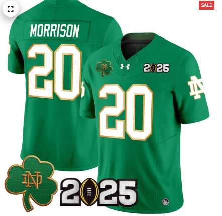 Notre Dame Fighting Irish 2025 CFP Final Patch Vapor Limited Custom Jersey - All Stitched Green Benjamin Morrison