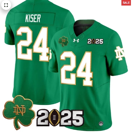 Notre Dame Fighting Irish 2025 CFP Final Patch Vapor Limited Custom Jersey - All Stitched Green Jack Kiser