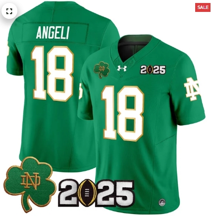 Notre Dame Fighting Irish 2025 CFP Final Patch Vapor Limited Custom Jersey - All Stitched Green Steve Angeli