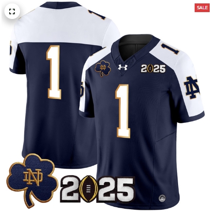 Notre Dame Fighting Irish 2025 CFP Final Patch Vapor Limited Custom Jersey - All Stitched Navy Alternate #1 Team