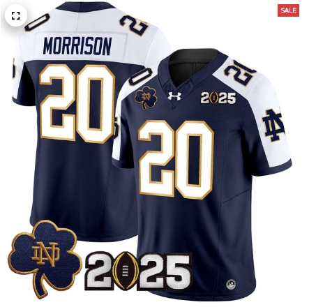 Notre Dame Fighting Irish 2025 CFP Final Patch Vapor Limited Custom Jersey - All Stitched Navy Alternate