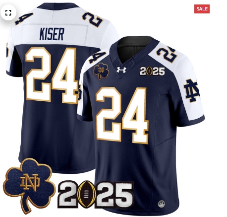 Notre Dame Fighting Irish 2025 CFP Final Patch Vapor Limited Custom Jersey - All Stitched Navy Alternate Jack Kiser