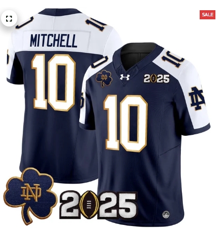 Notre Dame Fighting Irish 2025 CFP Final Patch Vapor Limited Custom Jersey - All Stitched Navy Alternate Kris Mitchell
