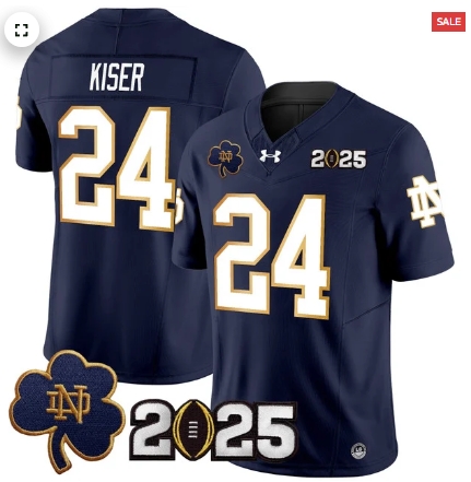 Notre Dame Fighting Irish 2025 CFP Final Patch Vapor Limited Custom Jersey - All Stitched Navy Jack Kiser